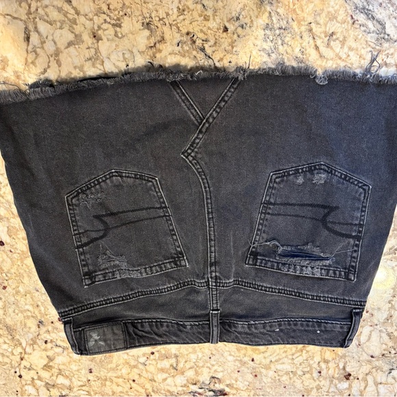 Distressed Black Denim Skirt - Picture 2 of 3